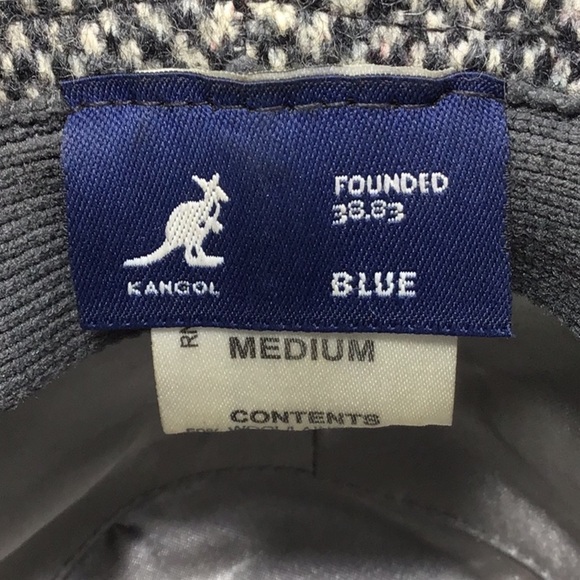 Kangol Vintage Tweed Herringbone Wool Fedora Grey & Black Hat Size Medium. - Picture 10 of 12